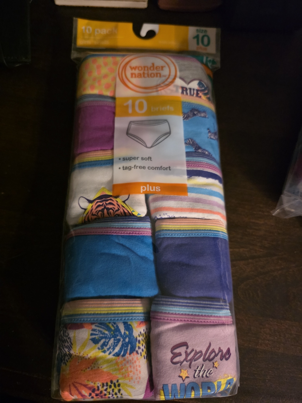 6wonder nation Girls 10-Pack Briefs — Purple, Blue, Pink, White
